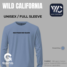 wild California t shirt  full sleeve-muted blue(Pre order 10 days )